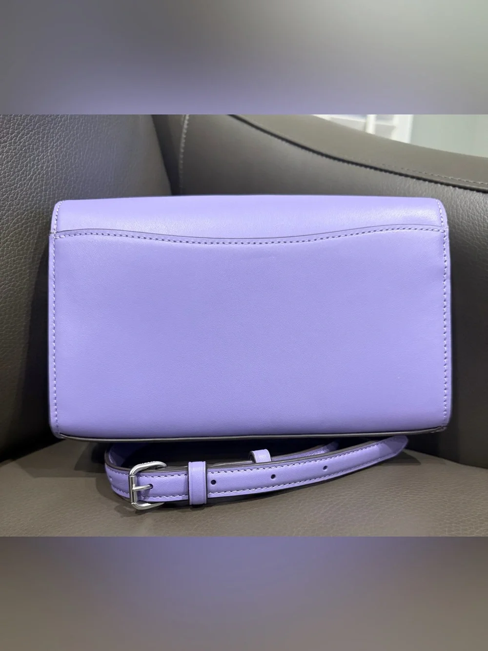Coach New CP034 Small Flap Clutch Crossbody Bag Light Violet Leather NWT $298